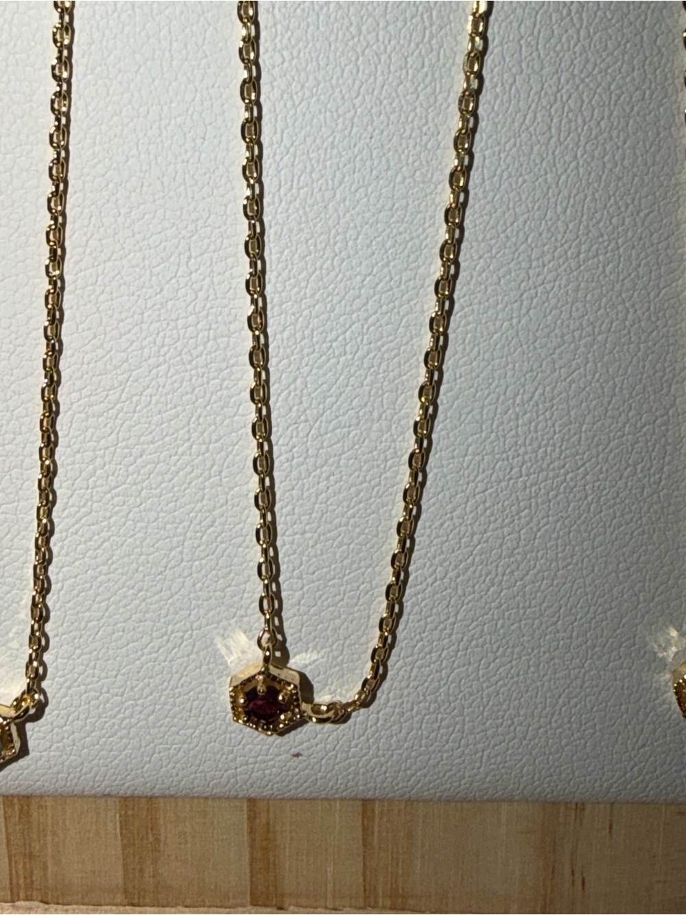 Gold Chain Necklace with Red Gemstone Pendant